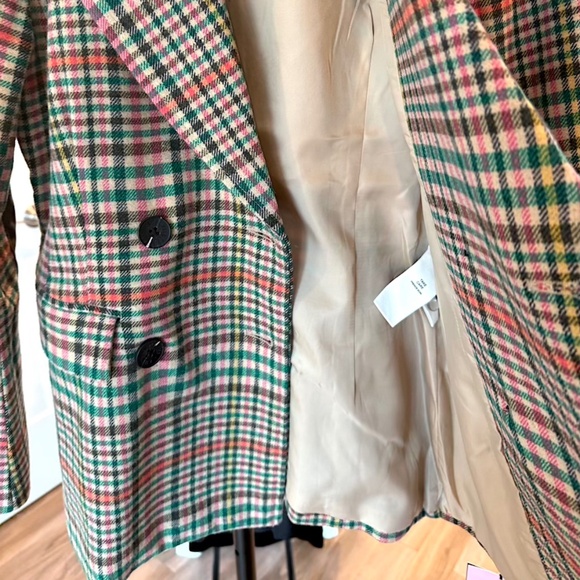 Avec Les Filles Double-Breasted Elbow-Patch Plaid Jacket - X-Small (NWT) - Picture 7 of 13